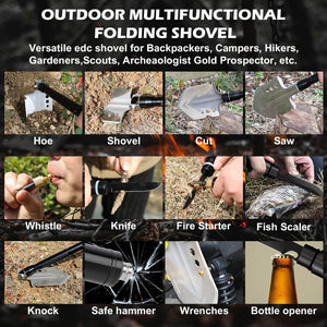 X-BULL Folding Shovel | Outdoor Camping & Survival Tool | Multifunction Military Design