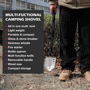 X-BULL Folding Shovel | Outdoor Camping & Survival Tool | Multifunction Military Design