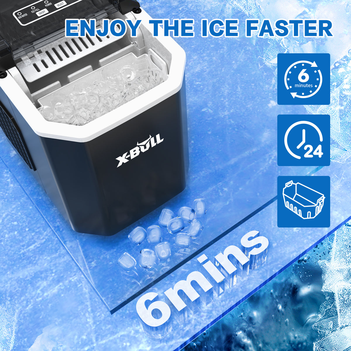 Ice Maker Machine 2.2L | Portable Ice Cube Tray | Bar Countertop | Commercial Use
