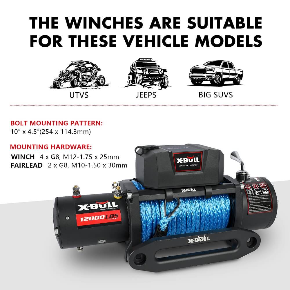 X-BULL Electric Winch 12V | 12000LBS Synthetic Rope | Wireless Remote | 4WD 4X4 Car Trailer