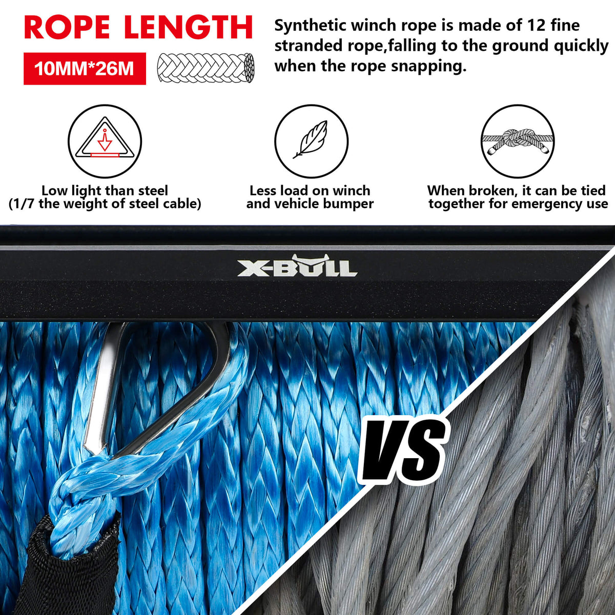 X-BULL Electric Winch 12V | 12000LBS Synthetic Rope | Wireless Remote | 4WD 4X4 Car Trailer