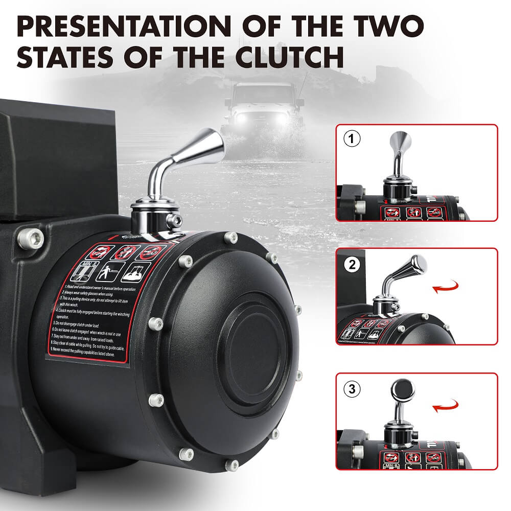 X-BULL 12V Electric Winch | 12000LBS Synthetic Rope | 4WD Jeep with Winch Cover