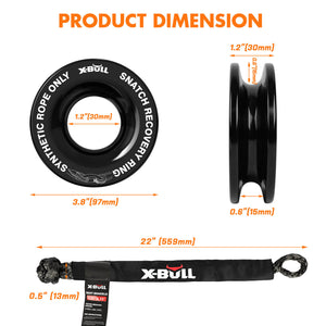 X-BULL 4WD Recovery Kit | Snatch Strap + Soft Shackles + Folding Shovel | 4x4 Survival Gear