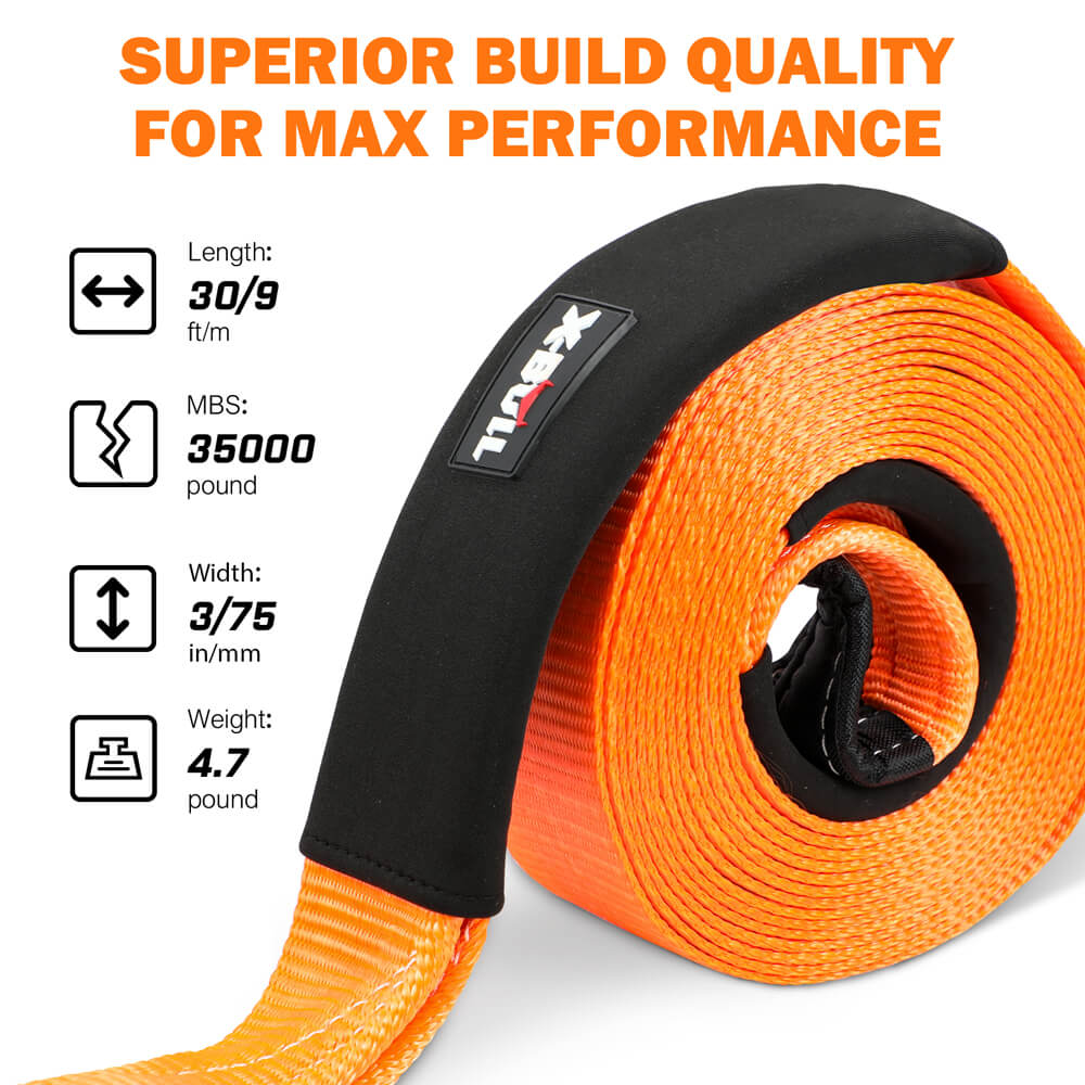 X-BULL 4WD Recovery Kit | Snatch Strap + Soft Shackles + Folding Shovel | 4x4 Survival Gear