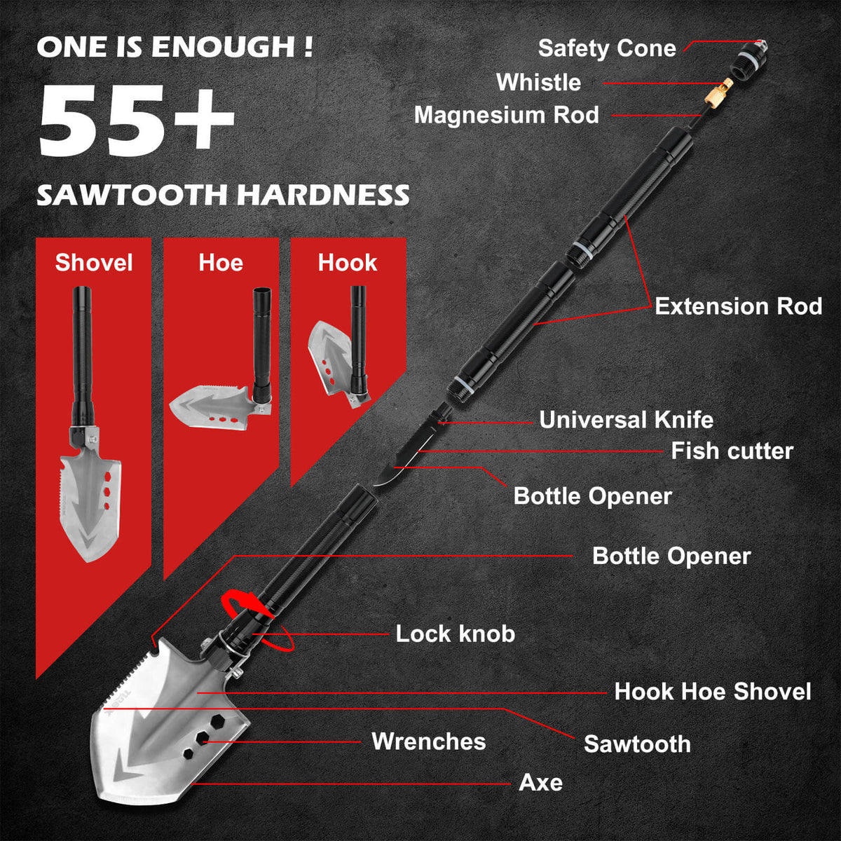 X-BULL 4WD Recovery Kit | Snatch Strap + Soft Shackles + Folding Shovel | 4x4 Survival Gear