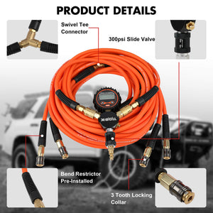X-BULL Indeflate Digital 4-Hose System | 4-Tire Inflation & Deflation Equalizer