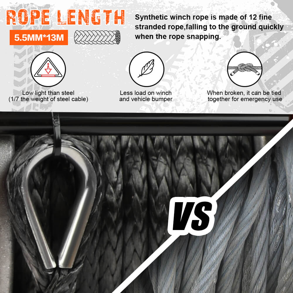 ZESUPER 12V Electric Winch | 4500lb Synthetic Rope | Boat Winch | ATV Winch | Trailer Winch | 4WD