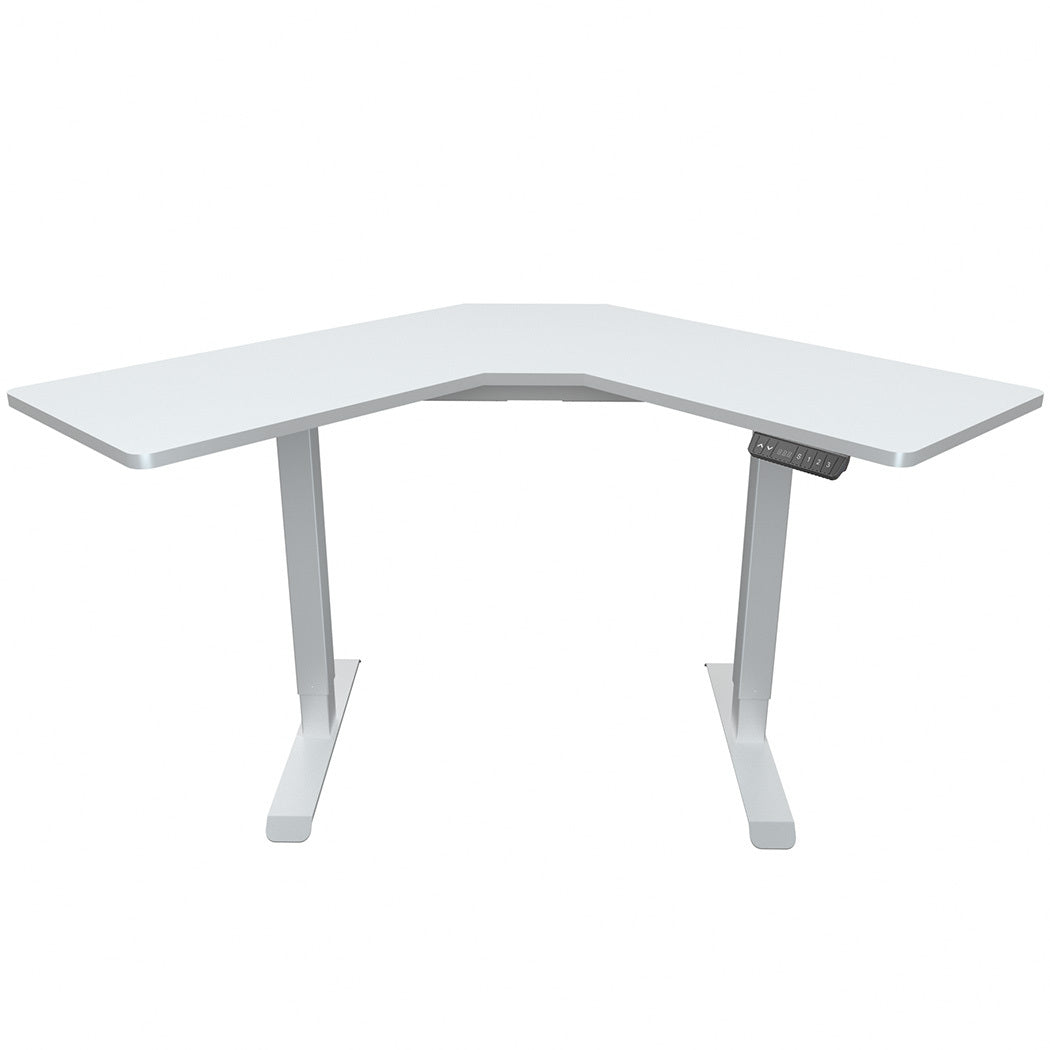 FORTIA Dual-Motor Adjustable Sit-Stand Corner Desk | 98W x 98W x 48D | White Frame