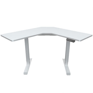 FORTIA Dual-Motor Adjustable Sit-Stand Corner Desk | 98W x 98W x 48D | White Frame