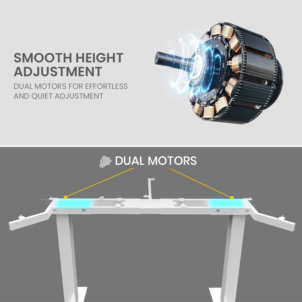 FORTIA Dual-Motor Adjustable Sit-Stand Corner Desk | 98W x 98W x 48D | White Frame