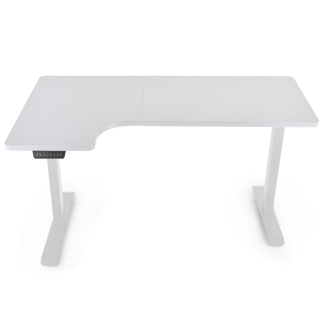 FORTIA Dual-Motor Adjustable Sit-Stand Corner Desk | 145W x 60D x 85D | Left-Hand Side | White Frame