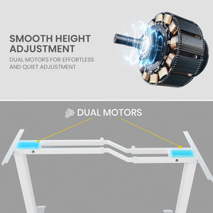 FORTIA Dual-Motor Adjustable Sit-Stand Corner Desk | 145W x 60D x 85D | Left-Hand Side | White Frame