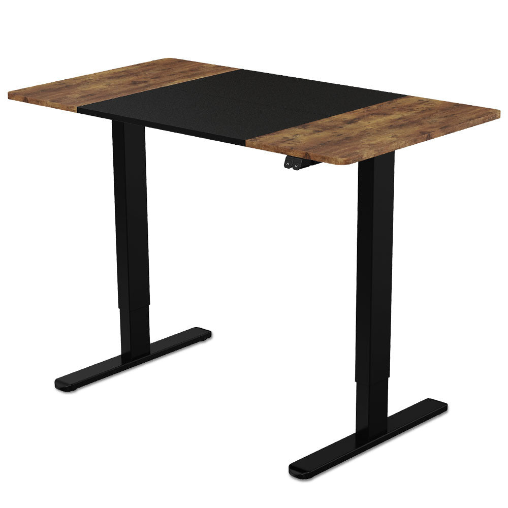 Fortia Sit To Stand Up Standing Desk | 120x60cm | 72-118cm Electric Height Adjustable | 70kg Rated | Walnut Style/Black Frame
