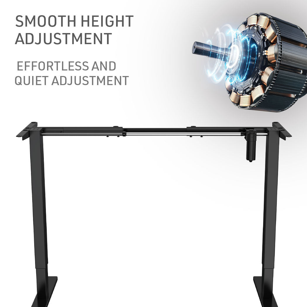 Fortia Sit To Stand Up Standing Desk | 120x60cm | 72-118cm Electric Height Adjustable | 70kg Rated | Walnut Style/Black Frame