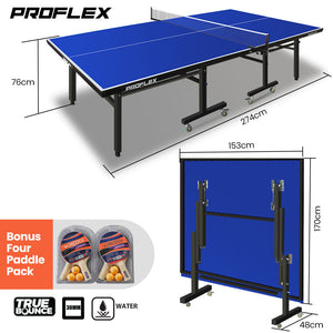 Proflex Table Tennis Table | 4 Player Ping Pong Paddle & Ball Pack