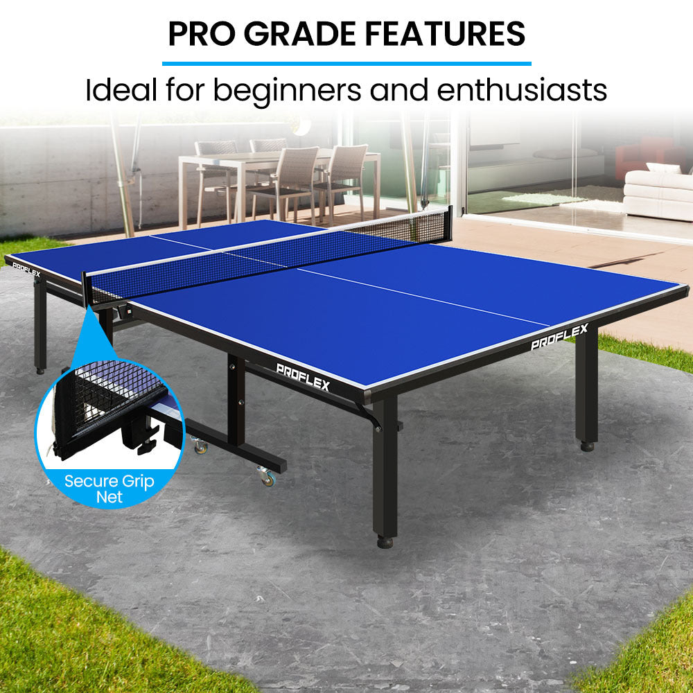 Proflex Premium Outdoor Table Tennis Table | 4 Player Ping Pong Paddle & Ball Pack
