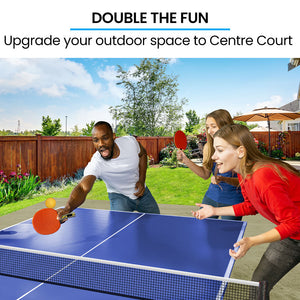 Proflex Premium Outdoor Table Tennis Table | 4 Player Ping Pong Paddle & Ball Pack