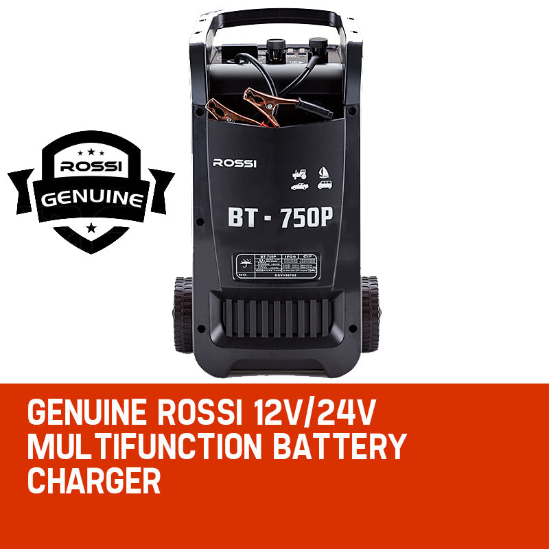 ROSSI 750 Amp Car Battery Charger | 12V/24V Jump Starter | for ATV Boat Truck Tractor | 15A Plug