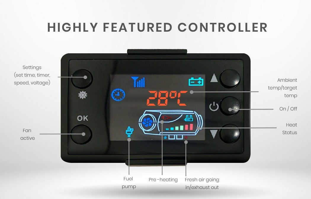 Thermomate Diesel Heater 12V 5kW | Caravan Tank | Remote Camper Trailer Van | Air Motorhome Parking RV
