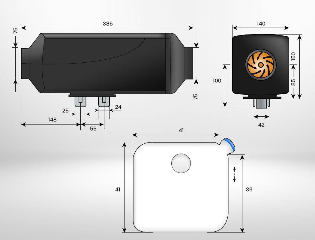 Thermomate Diesel Heater 12V 5kW | Caravan Tank | Remote Camper Trailer Van | Air Motorhome Parking RV