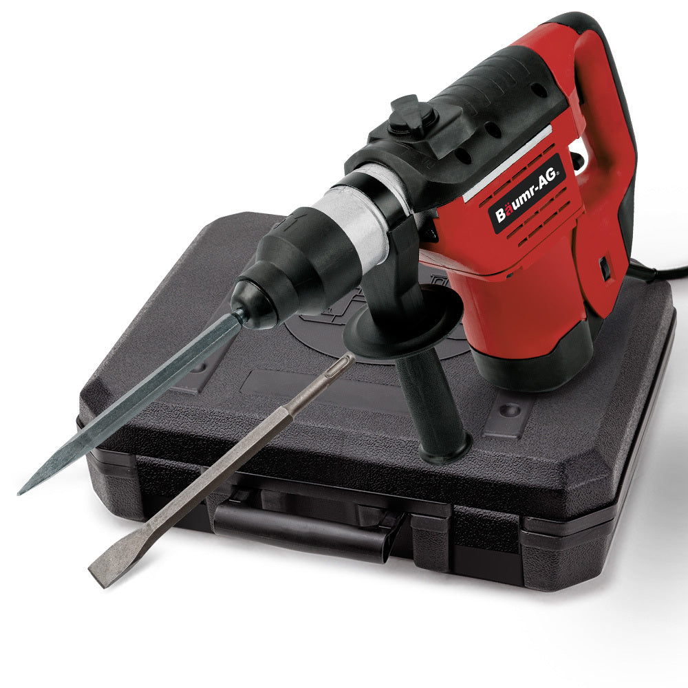 BAUMR-AG Electric Rotary Hammer Drill | 1500W | 2 Bonus Chisels & 3 Drill Bits