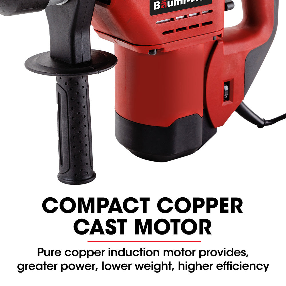 BAUMR-AG Electric Rotary Hammer Drill | 1500W | 2 Bonus Chisels & 3 Drill Bits