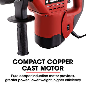 BAUMR-AG Electric Rotary Hammer Drill | 1500W | 2 Bonus Chisels & 3 Drill Bits