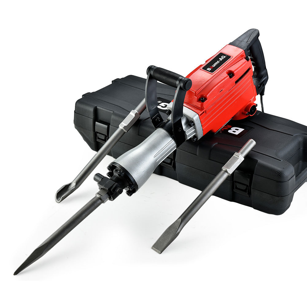 BAUMR-AG Electric Demolition Jackhammer | 2200W Pro-Grade | 3 Bonus Chisels | Carry Case