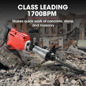 BAUMR-AG Electric Demolition Jackhammer | 2200W Pro-Grade | 3 Bonus Chisels | Carry Case