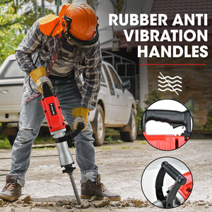 BAUMR-AG Electric Demolition Jackhammer | 2200W Pro-Grade | 3 Bonus Chisels | Carry Case