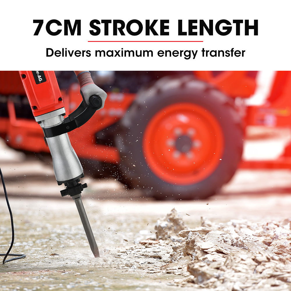 BAUMR-AG Electric Demolition Jackhammer | 2200W Pro-Grade | 3 Bonus Chisels | Steel Carry Case