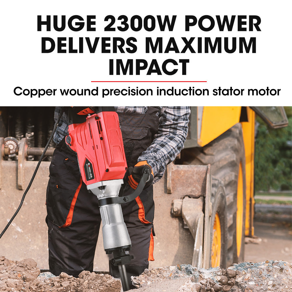 BAUMR-AG Electric Demolition Jackhammer | 2300W Pro-Grade | 3 Bonus Chisels | Carry Case