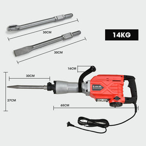 BAUMR-AG Electric Demolition Jackhammer | 2300W Pro-Grade | 3 Bonus Chisels | Carry Case