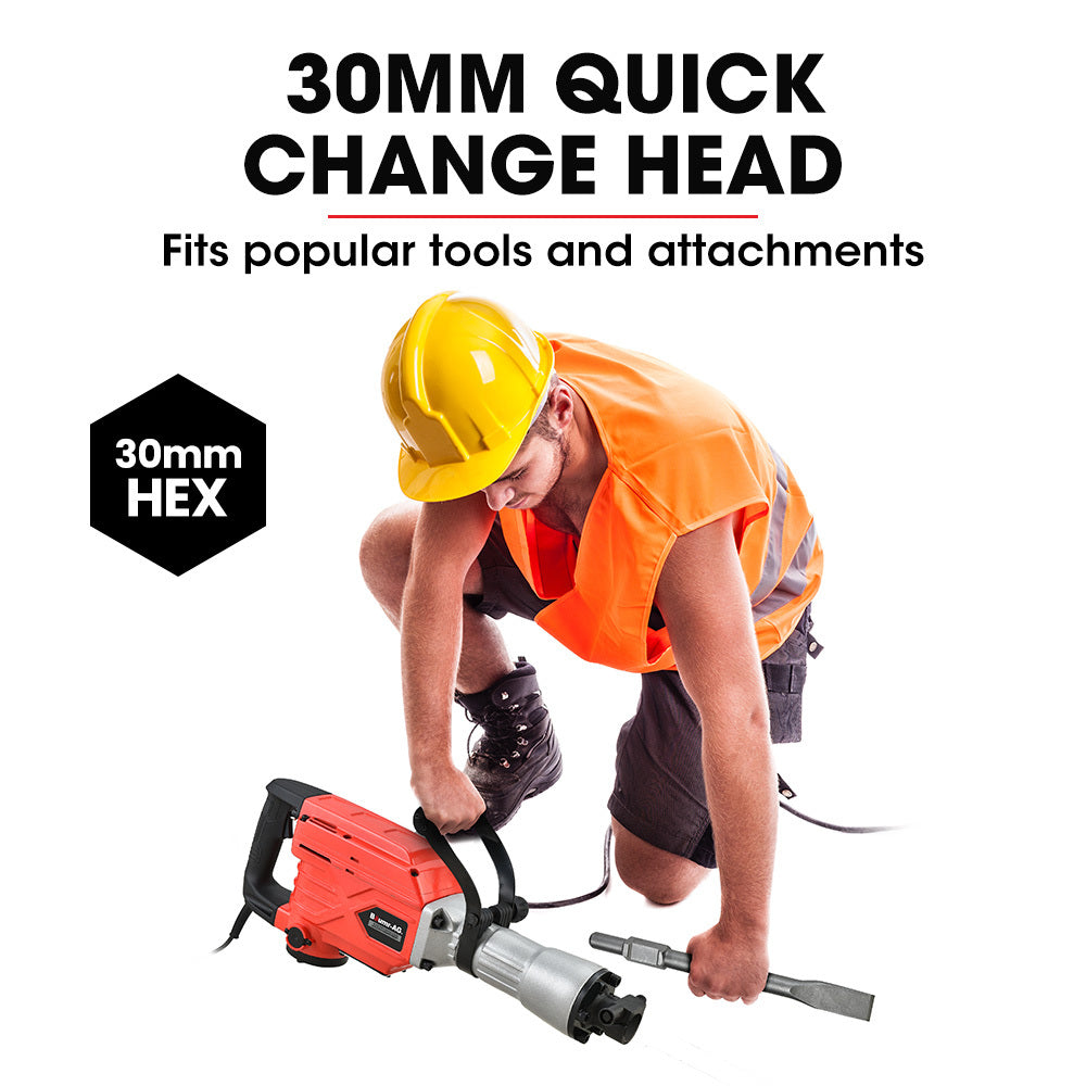 BAUMR-AG Electric Demolition Jackhammer | 2300W Pro-Grade | 3 Bonus Chisels | Carry Case
