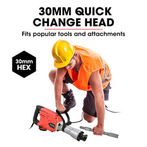 BAUMR-AG Electric Demolition Jackhammer | 2300W Pro-Grade | 3 Bonus Chisels | Carry Case