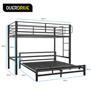 KINGSTON SLUMBER Loft Bunk Bed | Single on Top & Double Below | Space-Saving Design | Matte Dark Grey