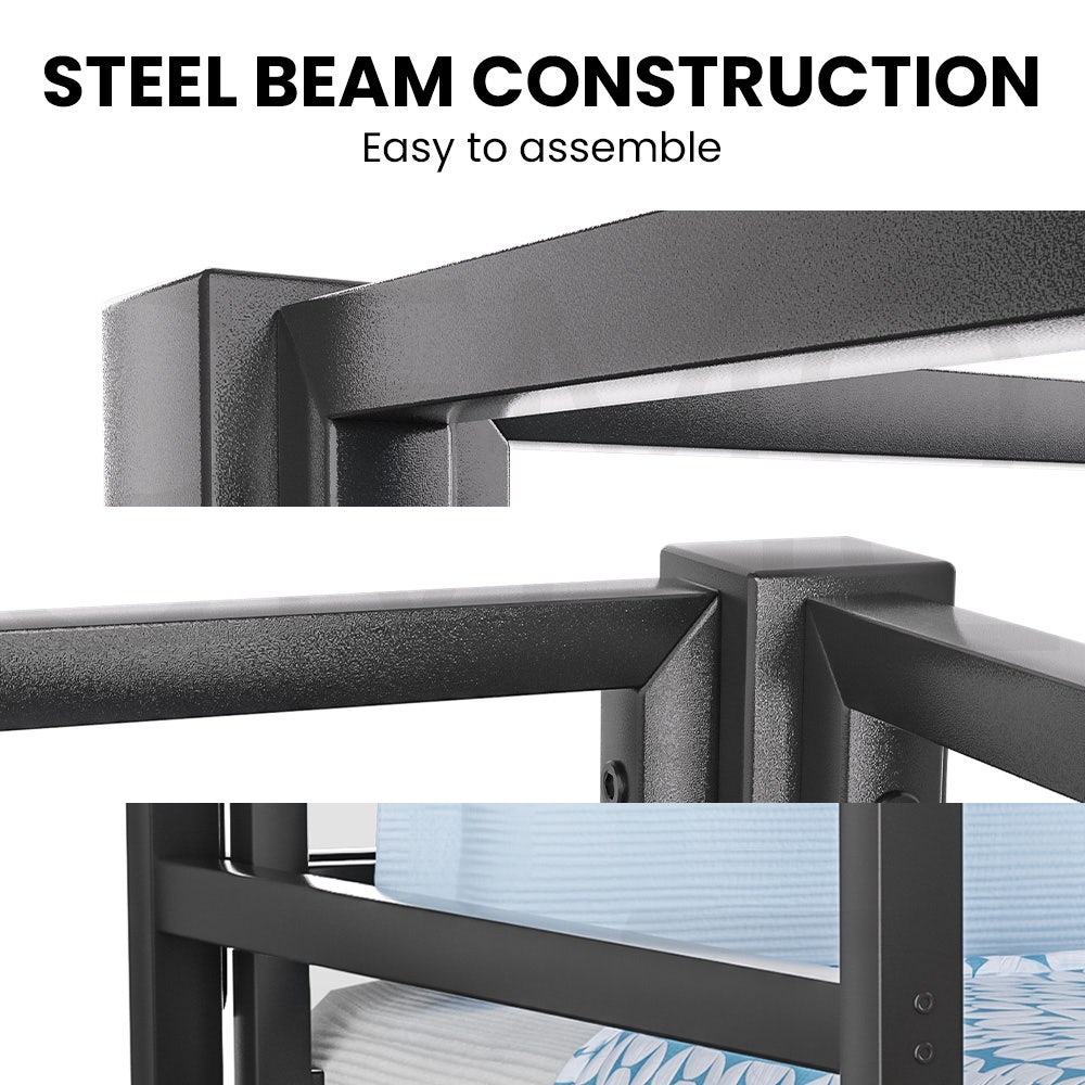 KINGSTON SLUMBER Loft Bunk Bed | Single on Top & Double Below | Space-Saving Design | Matte Dark Grey