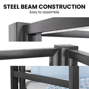 KINGSTON SLUMBER Loft Bunk Bed | Single on Top & Double Below | Space-Saving Design | Matte Dark Grey