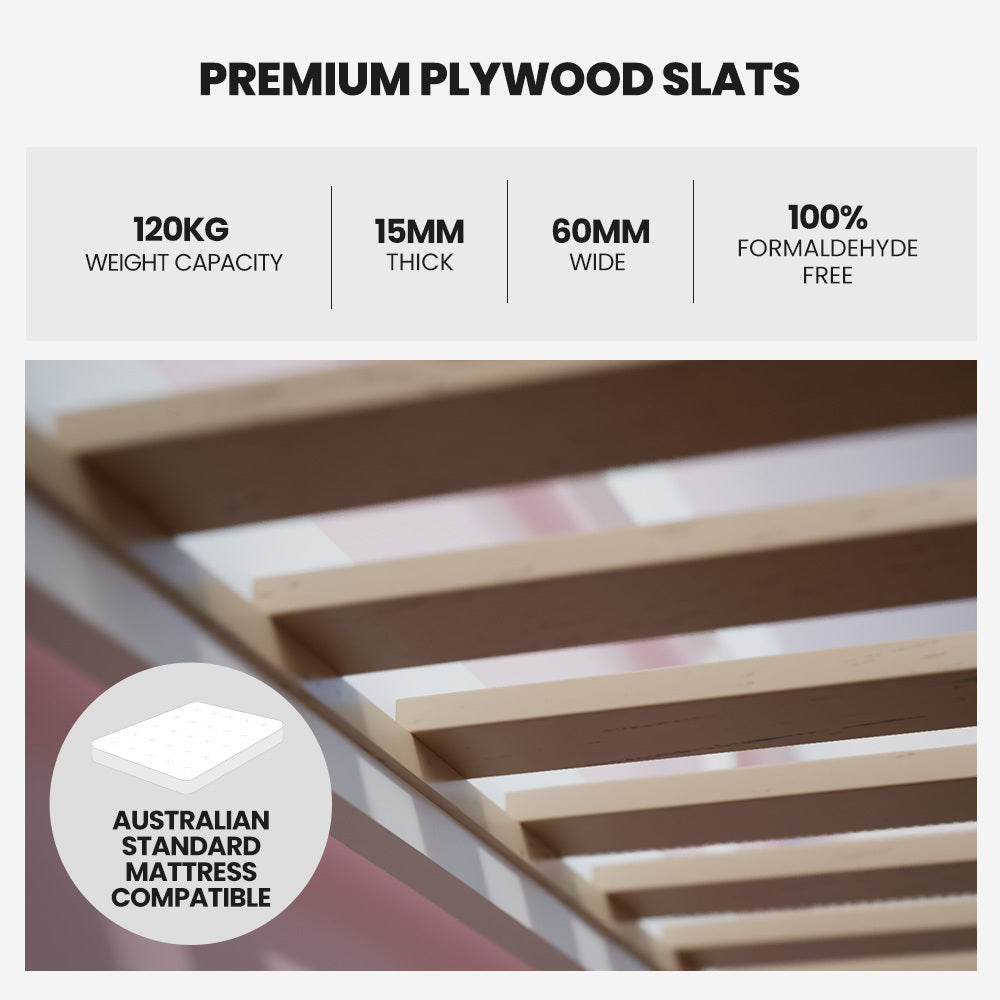 Kingston Slumber Wooden Single Sofa Bed Frame | Built-in Storage Drawers | White