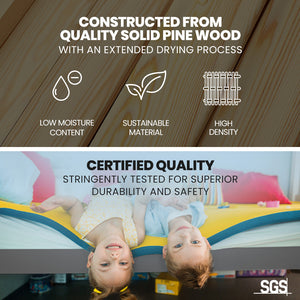 Kingston Slumber Triple Bunk Bed | Single Over Double | Solid Pine Wood | Convertible Design | Grey