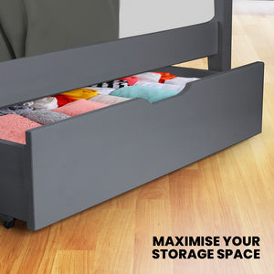 Kingston Slumber | Trundle Storage Drawers | Under Bunk Bed | 2-Piece Set | Grey