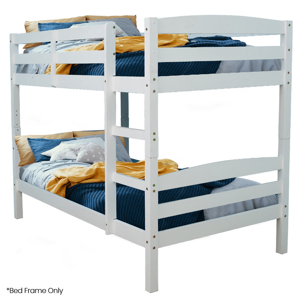 KINGSTON SLUMBER Single Bunk Bed Frame | Solid Pine 2-in-1 Modular Design, White