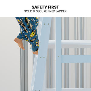 KINGSTON SLUMBER Wooden Kids Single Loft Bed Frame | Built-in Desk | White