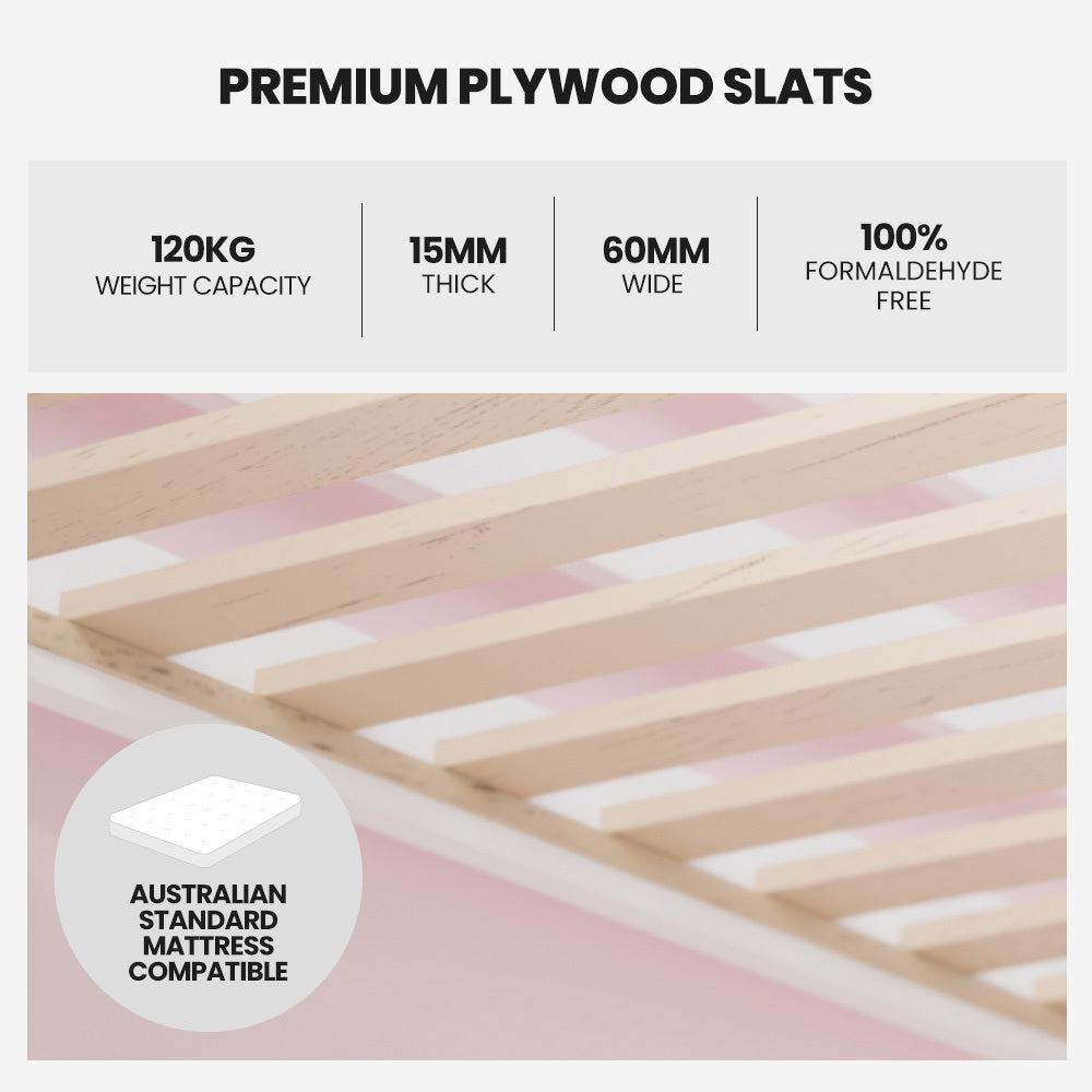 KINGSTON SLUMBER Kids Single Loft Bed Frame | Pull-Out Desk, Storage Drawers & Cabinet | White