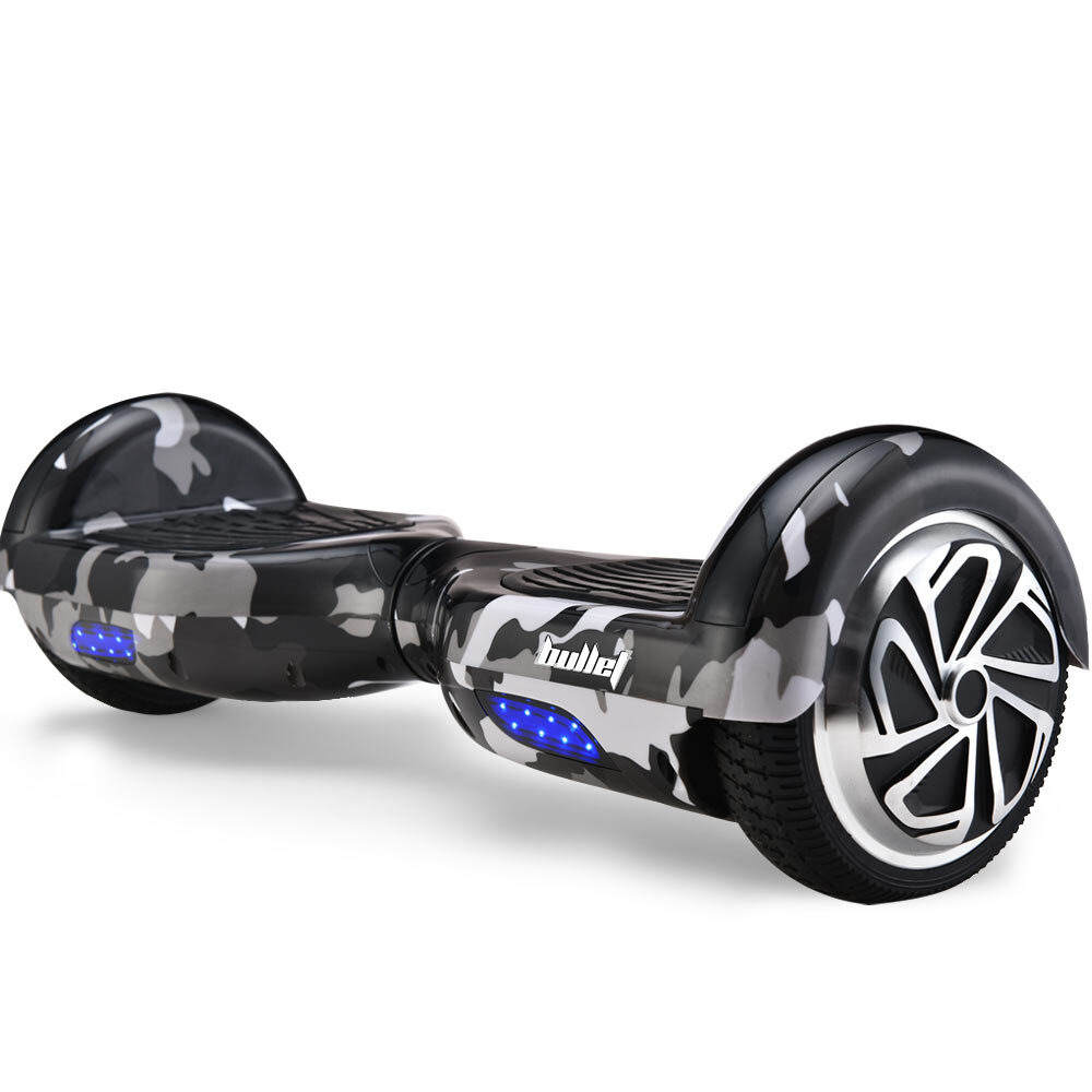 BULLET Electric Hoverboard Scooter | 6.5 Inch Wheels | Colour LED Lighting | Carry Bag | Gen III Camo Grey