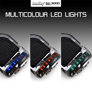 BULLET Electric Hoverboard Scooter | 6.5 Inch Wheels | Colour LED Lighting | Carry Bag | Gen III Camo Grey