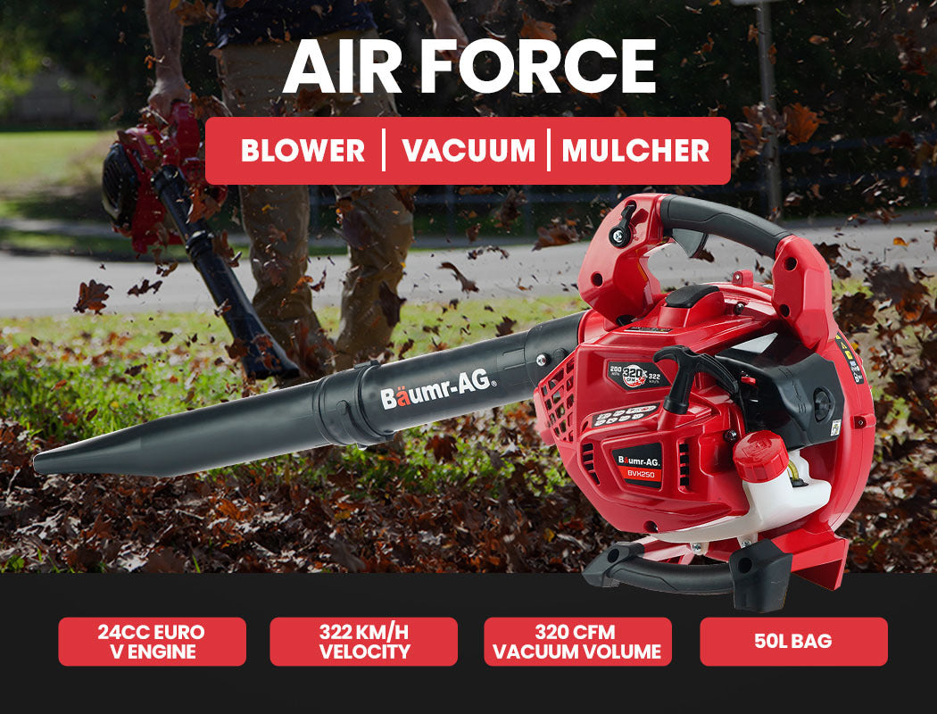 BAUMR-AG Leaf Blower Vacuum | Cordless Petrol 2-Stroke | Handheld Garden Vac