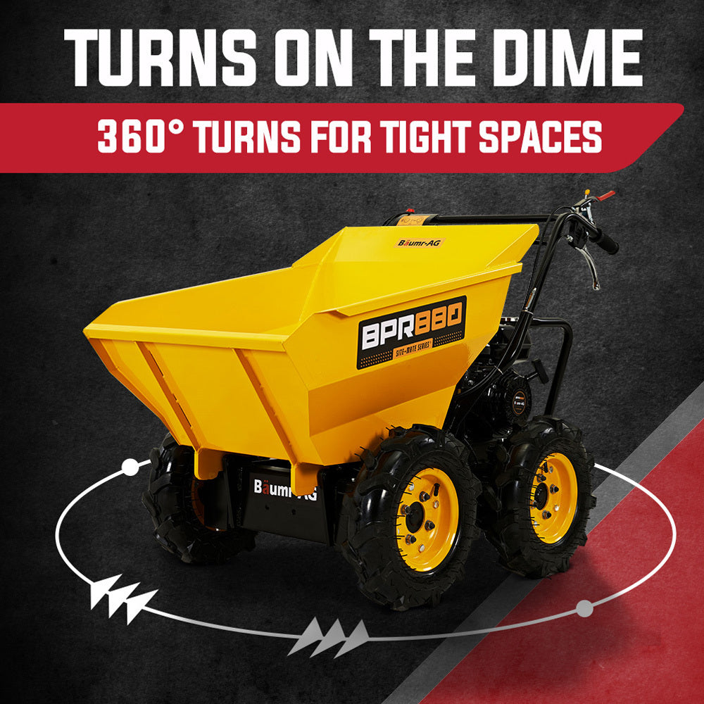 Baumr-AG Power Wheelbarrow | Motorised Petrol Mini Dumper | Self-Dumping