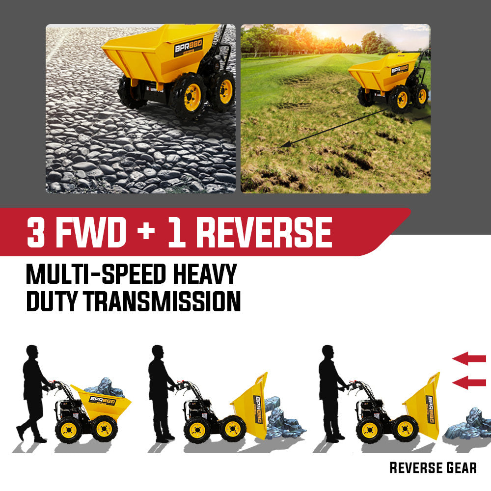 Baumr-AG Power Wheelbarrow | Motorised Petrol Mini Dumper | Self-Dumping