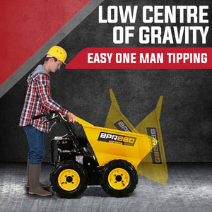 Baumr-AG Power Wheelbarrow | Motorised Petrol Mini Dumper | Self-Dumping